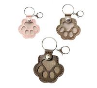 Jeeeun 3 Pcs Pet Hair Storage Keychain, Dog Cat Paw Shape Leather Keychain Pendant, Personalized Pet Hair Keepsake Box Pet Memory Collector for Pet Commemorative (B)