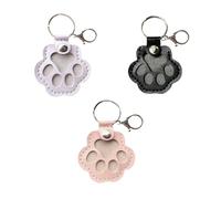 Jeeeun 3 Pcs Pet Hair Storage Keychain, Dog Cat Paw Shape Leather Keychain Pendant, Personalized Pet Hair Keepsake Box Pet Memory Collector for Pet Commemorative (F)