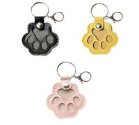 Jeeeun 3 Pcs Pet Hair Storage Keychain, Dog Cat Paw Shape Leather Keychain Pendant, Personalized Pet Hair Keepsake Box Pet Memory Collector for Pet Commemorative (I)