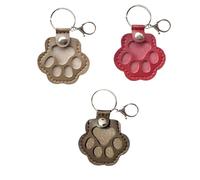 Jeeeun 3 Pcs Pet Hair Storage Keychain, Dog Cat Paw Shape Leather Keychain Pendant, Personalized Pet Hair Keepsake Box Pet Memory Collector for Pet Commemorative (E)