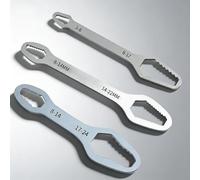 Jeeeun 3 Pcs Universal Double Ended Wrench, Double-Head Self-Tightening 3mm-24mm, Multi-Purpose for Home Auto Outdoor Riding Repair (Silver)