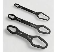Jeeeun 3 Pcs Universal Double Ended Wrench, Double-Head Self-Tightening 3mm-24mm, Multi-Purpose for Home Auto Outdoor Riding Repair (Black)