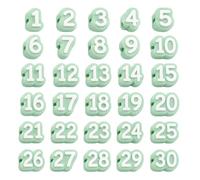 Jeeeun 30/50 Pcs Numbered Pencil Toppers, Reusable Classroom Pencils Labels for Teachers, Pencil Tracking Markers for School Organization (Green,Number 1-30)