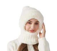 Jeeeun Averageon 3 in 1 Beanie Hat for Women - 3 in 1 Beanie Hat with Scarf and Mask, Knitted Scarf Hats for Women (Off-White)