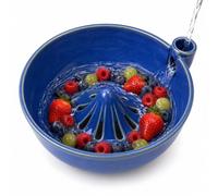 Jeeeun Berry Bowl with Swirling Water Flow and Drain Holes, Ceramic (Blue)