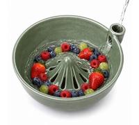Jeeeun Berry Bowl with Swirling Water Flow and Drain Holes, Ceramic (Celadon green)