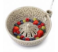 Jeeeun Berry Bowl with Swirling Water Flow and Drain Holes, Ceramic (Creamy coffee)