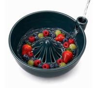 Jeeeun Berry Bowl with Swirling Water Flow and Drain Holes, Ceramic (Green)