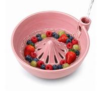 Jeeeun Berry Bowl with Swirling Water Flow and Drain Holes, Ceramic (Pink)