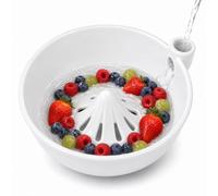 Jeeeun Berry Bowl with Swirling Water Flow and Drain Holes, Ceramic (White)