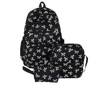 Jeeeun Bow Backpack for Girls, Cute Water Resistant College School Backpack with Lunch Box Pencil Case for Middle & High School (Black)