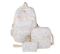 Jeeeun Bow Backpack for Girls, Cute Water Resistant College School Backpack with Lunch Box Pencil Case for Middle & High School (Blue)