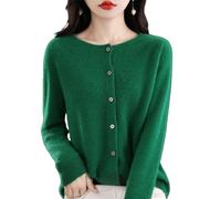 Jeeeun Cashmere Button Front Long Sleeve Cardi, Women's Soft Cashmere Sweaters Cardigan, Elegant Knit Cardigan for Women (Dark Green,XXL)