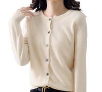 Jeeeun Cashmere Cardigans for Women, Cashmere Cardigan, Crochet Sweaters for Women (Medium,Beige)