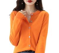 Jeeeun Cashmere Cardigans for Women, Cashmere Cardigan, Crochet Sweaters for Women (Medium,Orange)