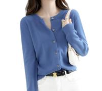 Jeeeun Cashmere Cardigans for Women, Cashmere Cardigan, Crochet Sweaters for Women (Small,Denim Blue)