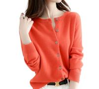 Jeeeun Cashmere Cardigans for Women, Cashmere Cardigan, Crochet Sweaters for Women (Small,Orange Red)