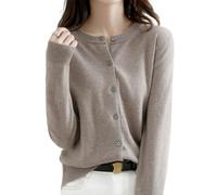 Jeeeun Cashmere Cardigans for Women, Cashmere Cardigan, Crochet Sweaters for Women (X-Large,Dark Camel)