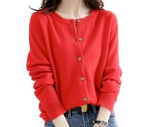 Jeeeun Cashmere Cardigans for Women, Cashmere Cardigan, Crochet Sweaters for Women (X-Large,Red)