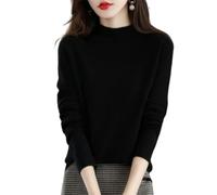 Jeeeun Cashmere Sweaters for Women, 2024 New Cashmere Long Sleeve Soft Pullover Sweater (2XL,A-Black)