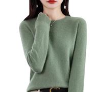 Jeeeun Cashmere Sweaters for Women, 2024 New Cashmere Long Sleeve Soft Pullover Sweater (L,B-Turquoise Green)