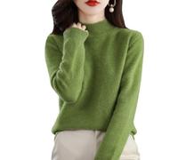 Jeeeun Cashmere Sweaters for Women, 2024 New Cashmere Long Sleeve Soft Pullover Sweater (M,A-Fruit Green)