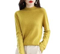 Jeeeun Cashmere Sweaters for Women, 2024 New Cashmere Long Sleeve Soft Pullover Sweater (M,A-Mustard Yellow)