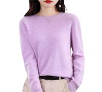 Jeeeun Cashmere Sweaters for Women, 2024 New Cashmere Long Sleeve Soft Pullover Sweater (XL,B-Light Purple)