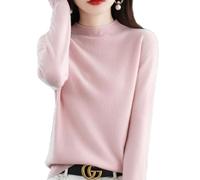 Jeeeun Cashmere Sweaters for Women, Pink Cashmere Sweater, Long Sleeve Soft Warm Cashmere Sweaters (S,Pink)
