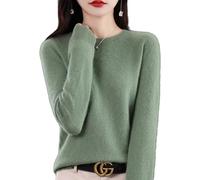 Jeeeun Cashmere Sweaters for Women, Womens Cashmere Sweater, Cashmere Crew Neck Long Sleeve Soft Pullover Sweater (S,Pine Green)