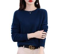 Jeeeun Cashmere Sweaters for Women, Womens Cashmere Sweater, Cashmere Crew Neck Long Sleeve Soft Pullover Sweater (M,Seaweed Blue)
