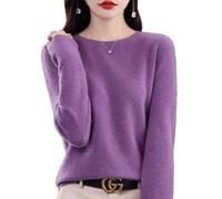 Jeeeun Cashmere Sweaters for Women, Womens Cashmere Sweater, Cashmere Crew Neck Long Sleeve Soft Pullover Sweater (XL,Dark Purple)