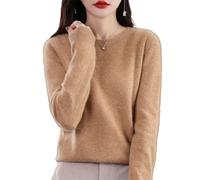 Jeeeun Cashmere Sweaters for Women, Womens Cashmere Sweater, Cashmere Crew Neck Long Sleeve Soft Pullover Sweater (XL,Golden Camel)
