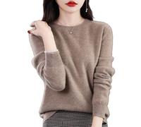 Jeeeun Cashmere Sweaters for Women, Womens Cashmere Sweater, Cashmere Crew Neck Long Sleeve Soft Pullover Sweater (L,Original Camel)