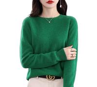 Jeeeun Cashmere Sweaters for Women, Womens Cashmere Sweater, Cashmere Crew Neck Long Sleeve Soft Pullover Sweater (XXL,Emerald Green)
