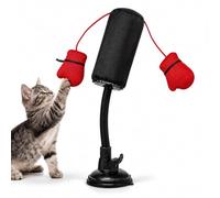 Jeeeun Cat Boxing Toy, 13.78 Inch Cat Punching Bag Toy with Wobbling Spring Arm, Dangling Gloves and Suction Cup Base for Indoor Cats (1PCS)