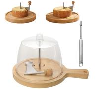 Jeeeun Cheese Curler Wheel - Stainless Steel Cheese Shaver with Sharp Blade & Wood Base for Semi-Hard Cheeses, Chocolate, Rose-Shaped Slices, Home & Restaurant Use (1Pcs-D)