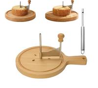 Jeeeun Cheese Curler Wheel - Stainless Steel Cheese Shaver with Sharp Blade & Wood Base for Semi-Hard Cheeses, Chocolate, Rose-Shaped Slices, Home & Restaurant Use (1Pcs-B)