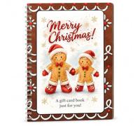 Jeeeun Christmas Gift Card Book, 10-Page Spiral Holiday Booklet (Ginger Brown)