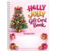 Jeeeun Christmas Gift Card Book, 10-Page Spiral Holiday Booklet (Holly Pink)