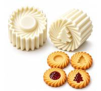 Jeeeun Christmas Tree Cookie Press, Double Ended Pastry Mold (2pcs) | Create tree-shaped and round jam centers with decorative pastry patterns for Christmas baking and everyday homemade treats.