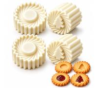 Jeeeun Christmas Tree Cookie Press, Double Ended Pastry Mold (4pcs) | Create tree-shaped and round jam centers with decorative pastry patterns for Christmas baking and everyday homemade treats.