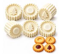 Jeeeun Christmas Tree Cookie Press, Double Ended Pastry Mold (6pcs) | Create tree-shaped and round jam centers with decorative pastry patterns for Christmas baking and everyday homemade treats.