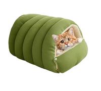 Jeeeun Cozy Enclosed Cat Bed, Warm Plush Cat Bed, Soft Indoor Pet Sleeping House for Cats (Green,Large)
