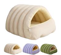 Jeeeun Cozy Monster Cat Bed, Warmth Cozy Comfort Plush Pet Cave with Removable & Washable Cushioned for Cat and Small Dog (Medium,Beige)