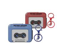 Jeeeun Creative Mini Tape Recorder Keychain, Mini Cassette Tape Recorder, Keychain Voice Recorder, Retro Keychain (2*Multi)
