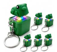 Jeeeun Croaking Frog Keychain, Frog Keychain with Sound, USB-C Rechargeable Light Up Keyboard Clicker for Party Favors and Funny Gifts