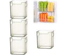 Jeeeun Crystal Clear Freezer Storage Bins, Stackable Clear Plastic Freezer Organizer Bins, Pantry Organizers and Storage Neat & Durable for Frozen Food Meat Veggies (4PCS Brown,S)