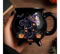 Jeeeun Custom Witch Cauldron Mug - Personalized Witch Cauldron Mug, Witches Halloween Cauldron Coffee Cup, Gothic Witches Coffee Mugs for Creative Horror Gifts for Besties, BFFs and Family (D)
