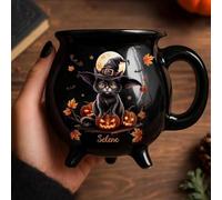 Jeeeun Custom Witch Cauldron Mug - Personalized Witch Cauldron Mug, Witches Halloween Cauldron Coffee Cup, Gothic Witches Coffee Mugs for Creative Horror Gifts for Besties, BFFs and Family (B)